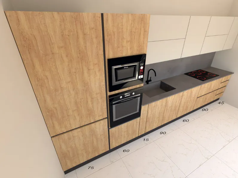 Cucina rovere chiaro design lineare Sp 22  Astra in Offerta Outlet