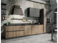 Cucina rovere chiaro industriale lineare Cucina industrial big con colonne  Nuovi mondi cucine