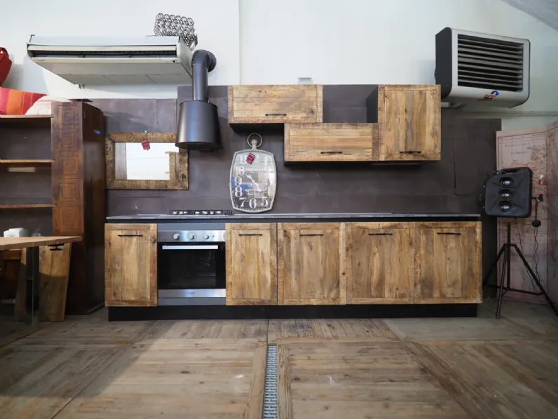 Cucina rovere chiaro industriale lineare Cucina industriale  vintage in legno e ferro  offerta unica Collezione esclusiva in offerta