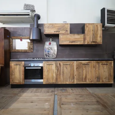 Cucina rovere chiaro industriale lineare Cucina industriale  vintage in legno e ferro  offerta unica Collezione esclusiva in offerta