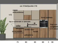 Cucina Gicinque industriale lineare rovere chiaro in laminato materico Smartgola 318