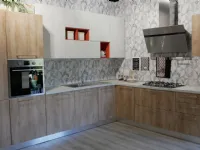 Cucina rovere chiaro moderna ad angolo Gaia oceano spessore 22 mm Mobilturi in Offerta Outlet