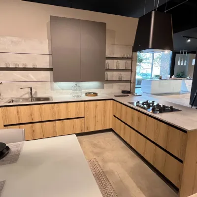 Cucina ad angolo moderna rovere chiaro Arredo3 Kali profilo a soli 5800