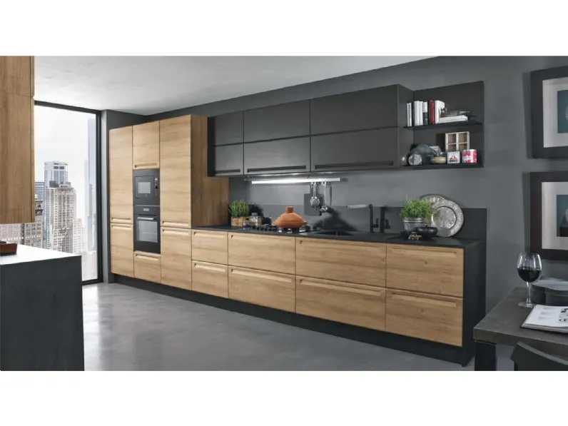 Cucina rovere chiaro moderna lineare Isla Colombini casa