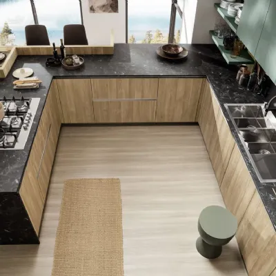 Cucina rovere moro moderna con penisola Cucina con finiture legno Colombini casa