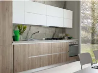 Cucina Ingrid versione rovere fiammato brown moderna rovere chiaro lineare S75 scontata 30%