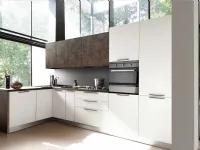 Cucina S75 moderna ad angolo bianca in laminato opaco Cucina mod.city con lavello ad angolo in promo-sconto del 30%