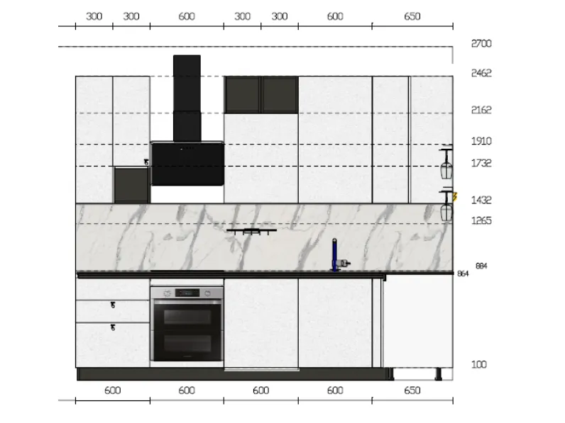 Cucina ad angolo in laminato materico grigio Evolution a prezzo ribassato