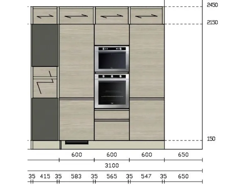 Cucina tortora moderna con penisola Motus Scavolini a soli 8990€