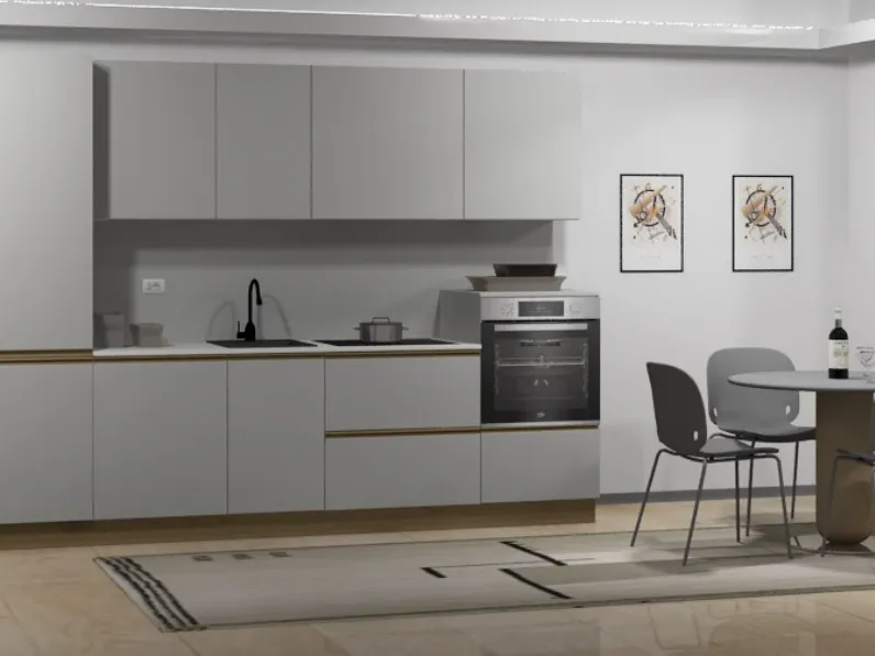 Cucina grigia moderna lineare Smart k Gicinque in Offerta Outlet
