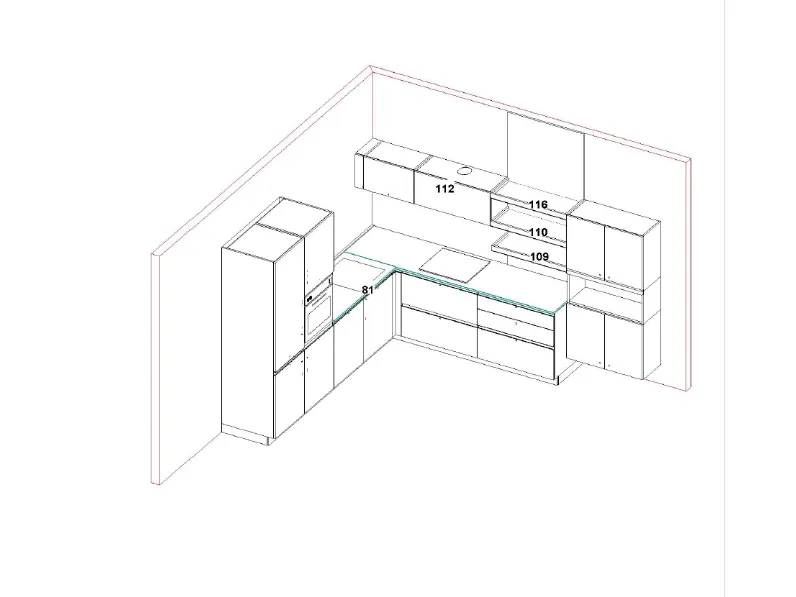 Cucina Snaidero design ad angolo altri colori in nobilitato Joy