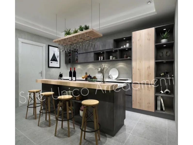 Cucina Spritz moderna antracite ad isola Colombini casa