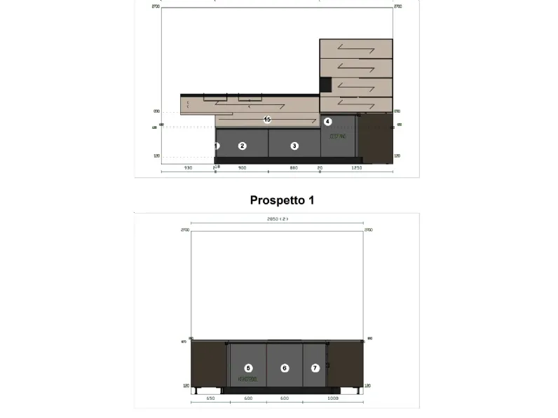Cucina a PREZZI OUTLET in laminato opaco Stosa -25%