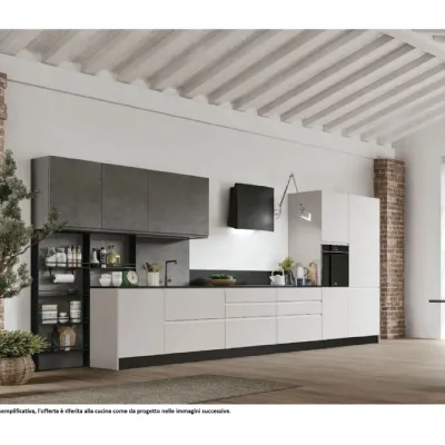 Cucina Stosa moderna lineare bianca in laminato opaco Karma