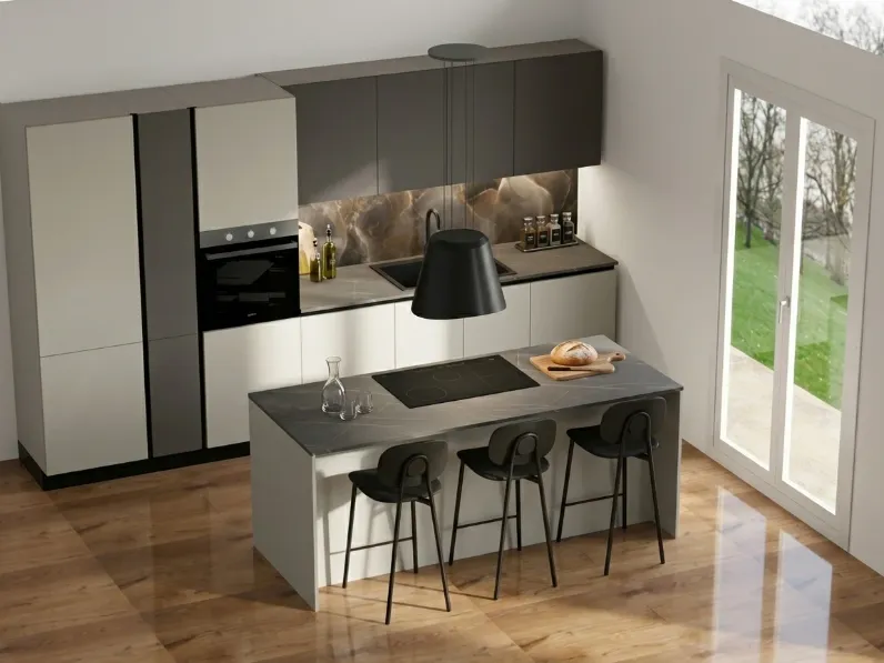 Cucina antracite moderna con isola Stosa Kaya isola a soli 8700 Euro