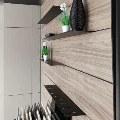 Cucina Stosa moderna con penisola tortora in laminato opaco Metropolis