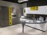Cucina Stosa moderna con penisola altri colori in laminato materico Bring