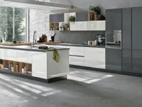 Cucina Stosa moderna lineare bianca in legno Alev