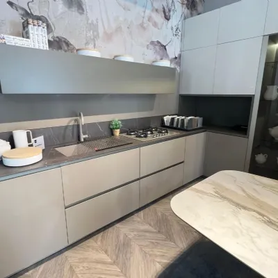 Cucina Stosa moderna ad angolo tortora in polimerico opaco Metropolis