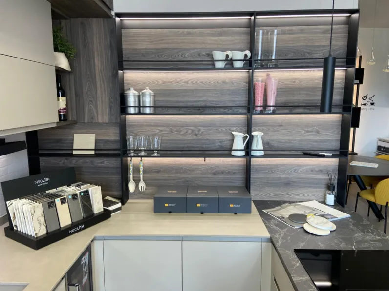 Cucina con penisola Creo Jey inox SCONTATA 66%