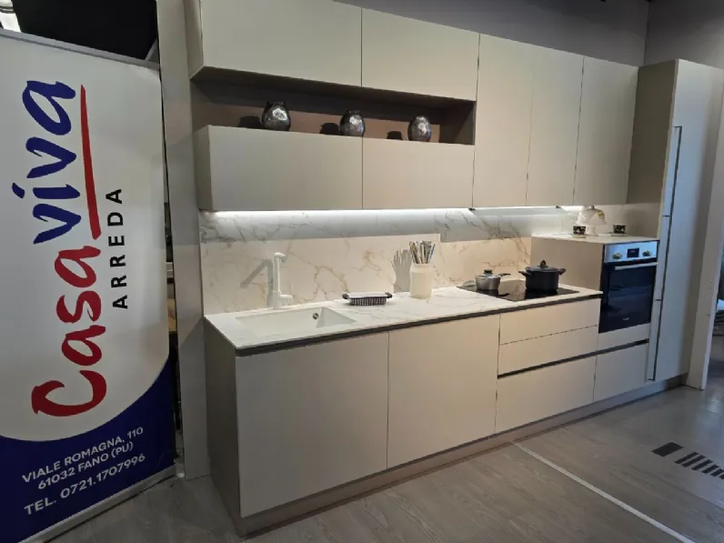 Cucina lineare moderna tortora Mobilturi Nevada a soli 6800 Euro