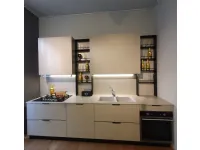 Cucina lineare in laminato opaco tortora Spring pro a prezzo scontato