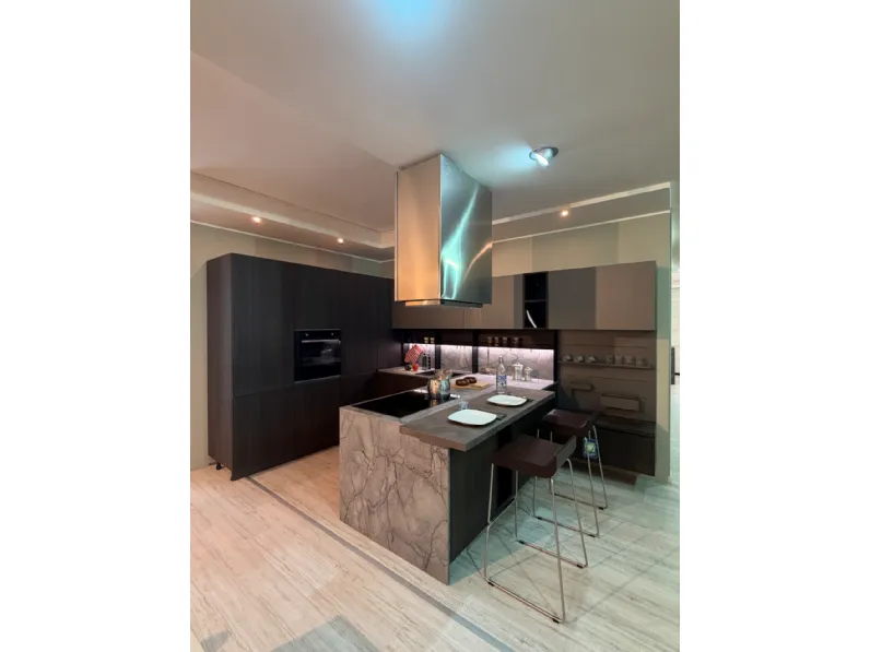 Cucina Up design  moderna noce Ar-tre ad angolo scontata 50%