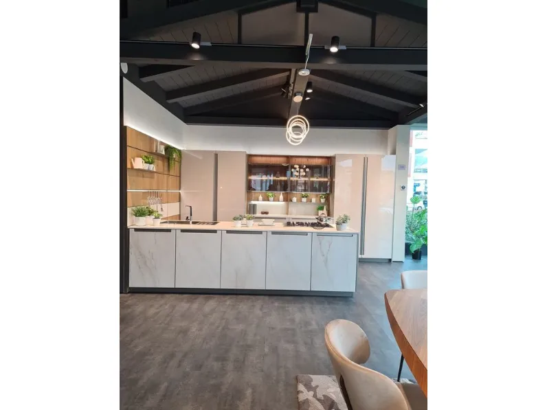 Cucina Veneta cucine design con penisola grigio in vetro Edge vetro 