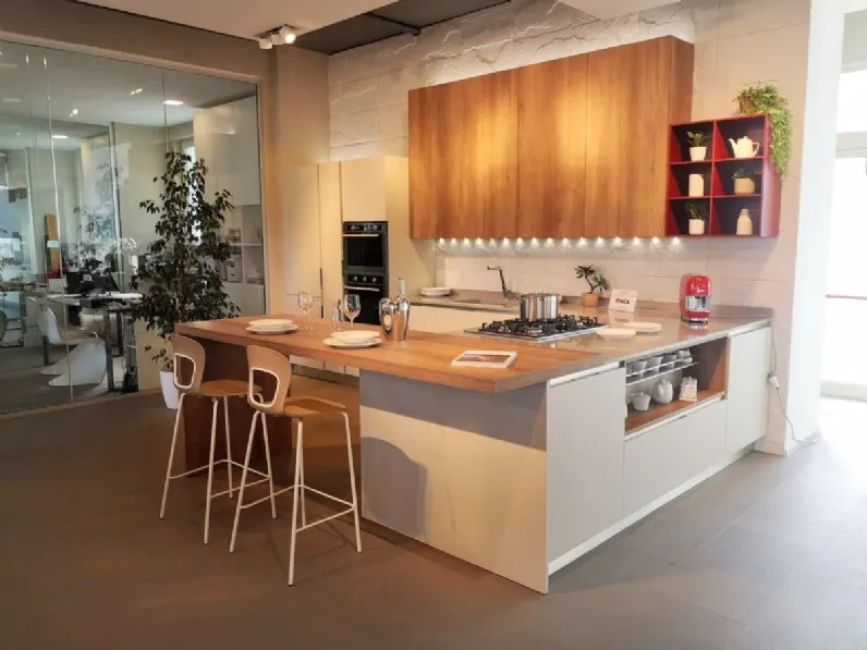 Cucina con penisola moderna tortora Veneta cucine Ethica a soli 10253