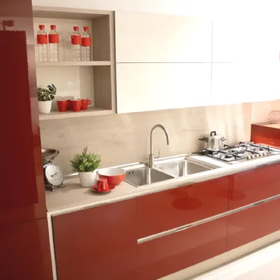 Cucina lineare moderna rossa Veneta cucine Like go a soli 4857