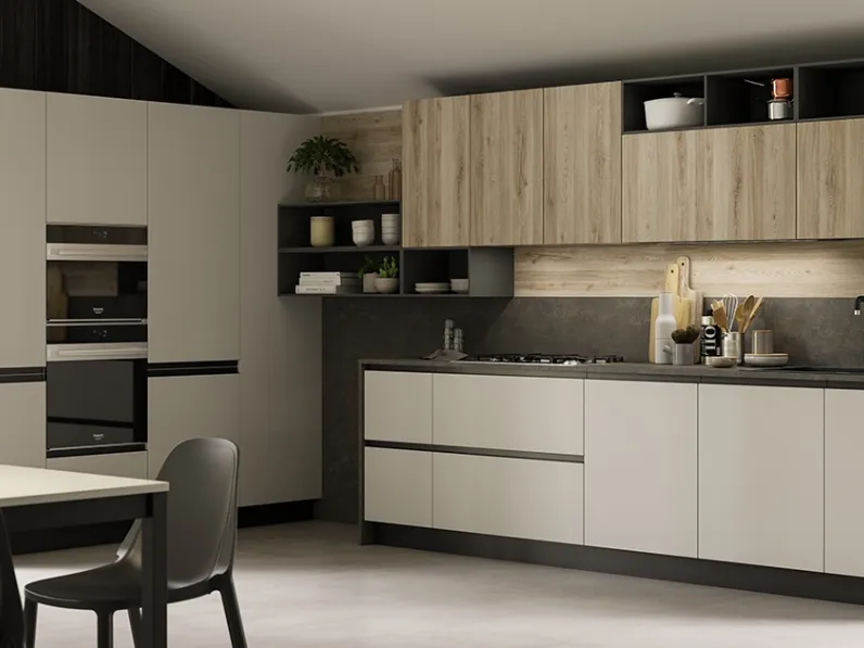 Cucina rovere chiaro moderna ad angolo Zoe Prima cucine a soli 10500