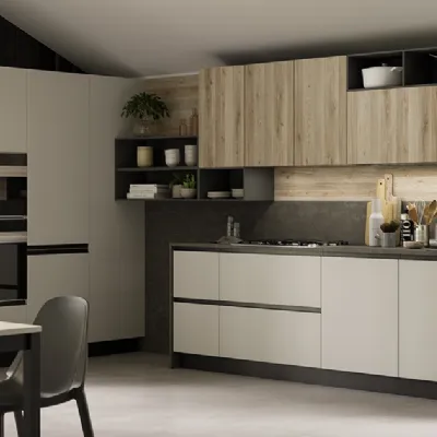 Cucina rovere chiaro moderna ad angolo Zoe Prima cucine a soli 10500