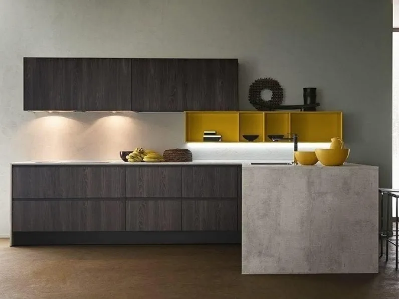 OFFERTA Cucina ad angolo con bancone LINEA di CUCINE STORE (340X215cm)