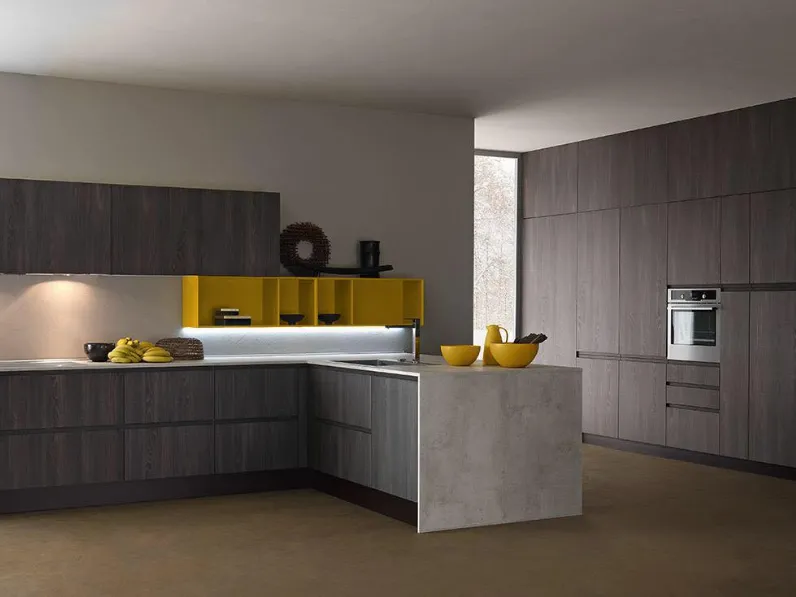 OFFERTA Cucina ad angolo con bancone LINEA di CUCINE STORE (340X215cm)