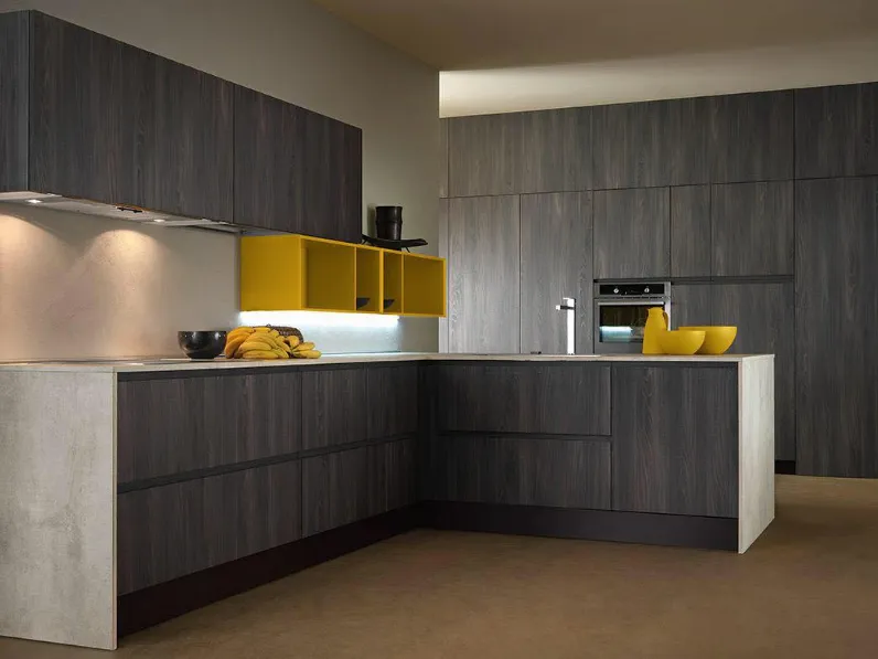 OFFERTA Cucina ad angolo con bancone LINEA di CUCINE STORE (340X215cm)