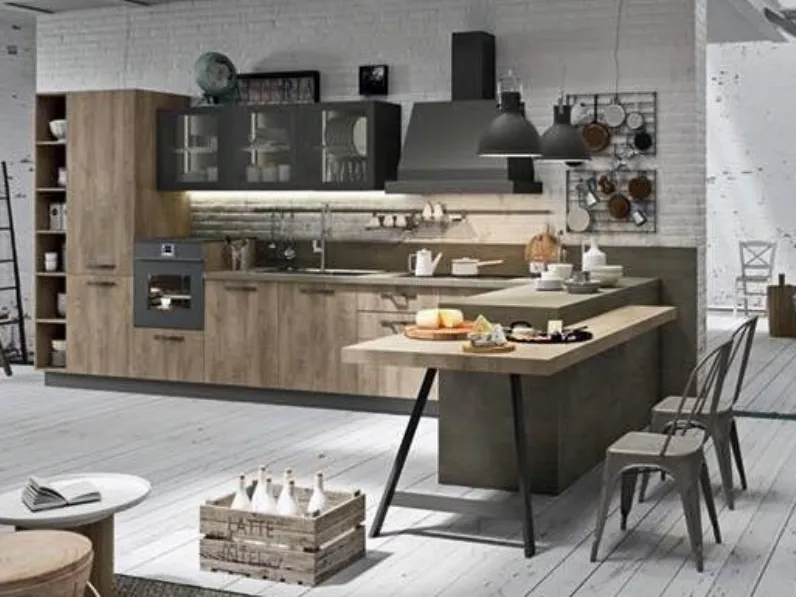 OFFERTA cucina con penisola e bancone CUCINE STORE (Misura 455x300cm)