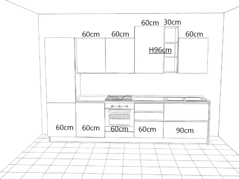 OFFERTA cucina lineare IRIS di CUCINESTORE (misura 330cm)