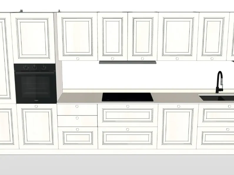 Cucina lineare in legno modello Pavese 01 ad un prezzo riservato 
