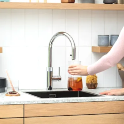 Cucina lineare in acciaio modello Sistema quooker ad un prezzo riservato 
