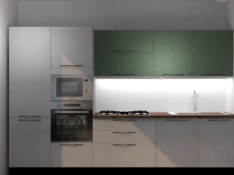 Cucina moderna Aran lineare con colori vivaci. LPL laminato a soli 4150. Stile unico!