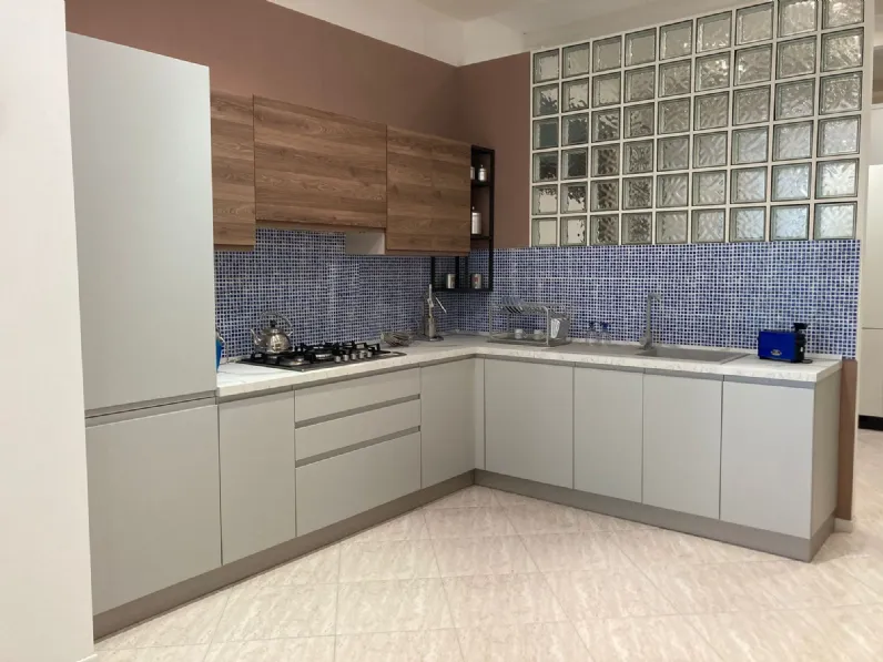 Cucina ad angolo moderna grigia Evo cucine Aria a soli 5171