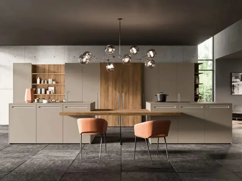 Cucina tortora moderna con isola Cucine Gentili group in Offerta Outlet