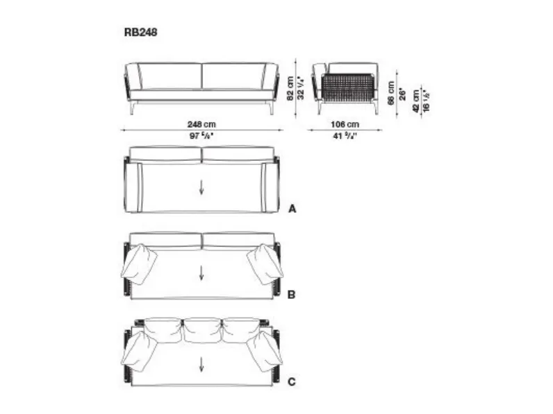 Divano per l'esterno modello Ribes rb248 B&b italia in offerta