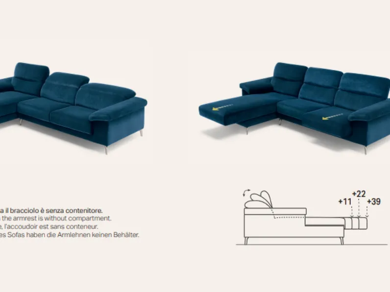 Divani letto con penisola All-in Felis in Tessuto a 3760€