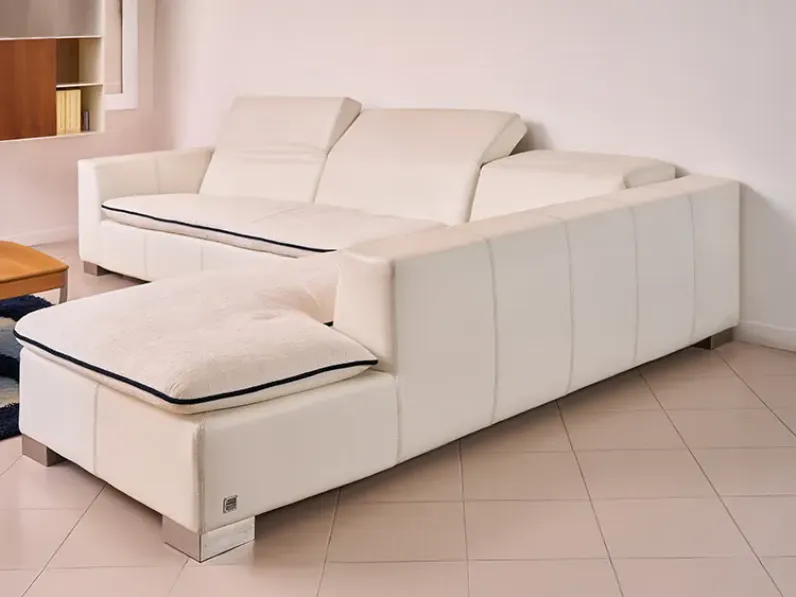 Divano Enrico coveri pelle in misto piuma  Epoque in Offerta Outlet