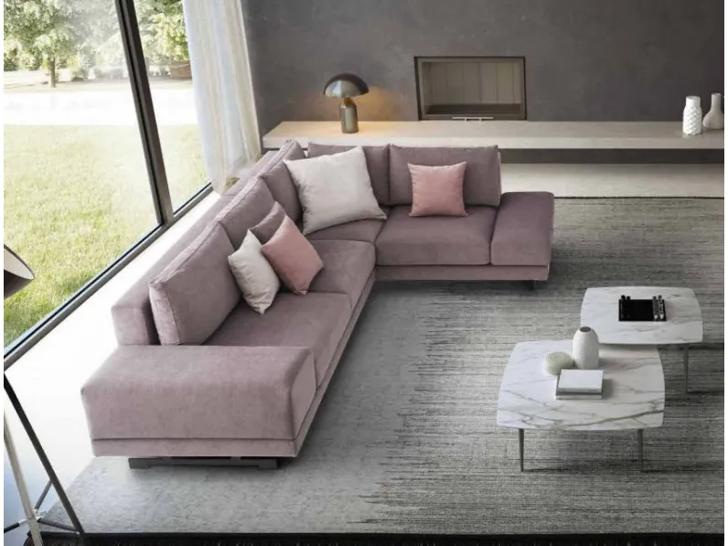 Divano angolare tessuto in misto piuma  Md work in Offerta Outlet