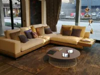 Divano con penisola Divano naviglio in pelle e tessuto Artigianale a PREZZO OUTLET scontato del 30%