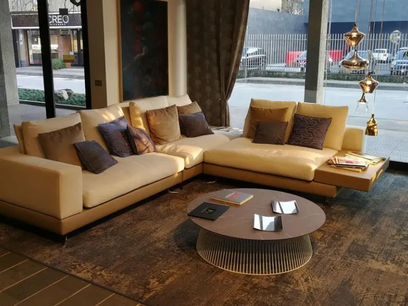 Divano con penisola Divano naviglio in pelle e tessuto Artigianale a PREZZO OUTLET scontato del 30%