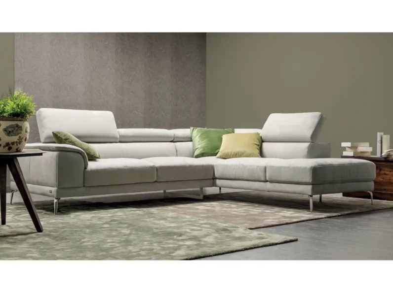 Divano in Pelle stile moderno modello Tiziano angolare scontato - 50%