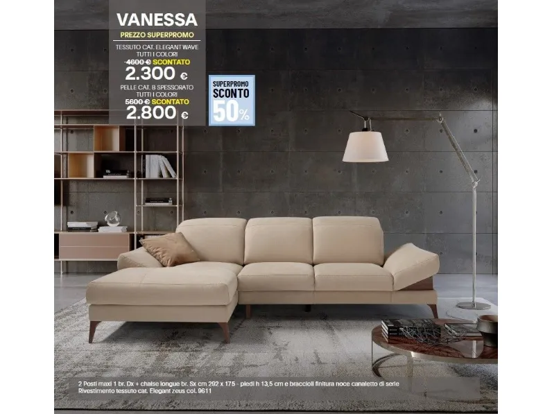 Divano in Tessuto stile moderno modello Vanessa scontato - 50%